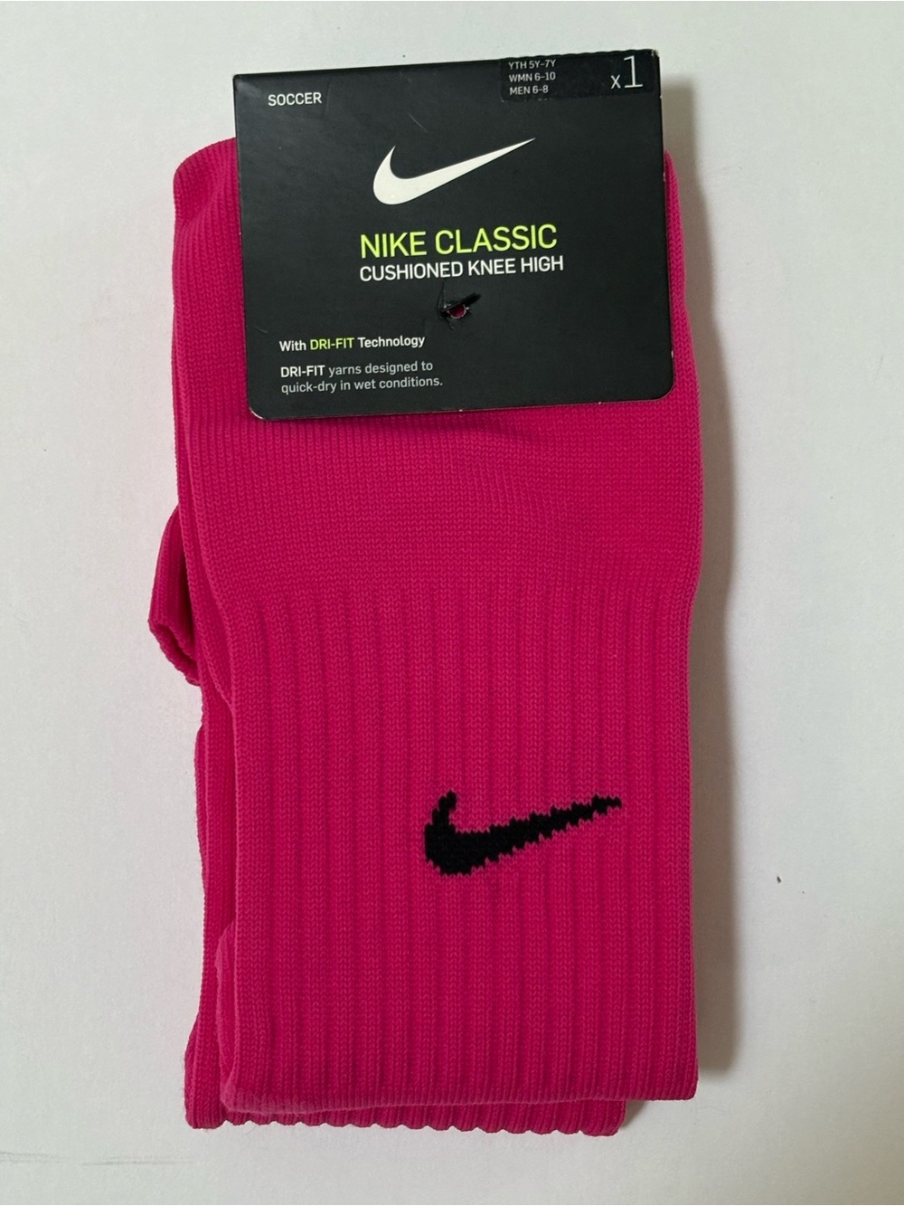 Nike Cushioned Knee High Socks - Bright Pink with Black Swoosh